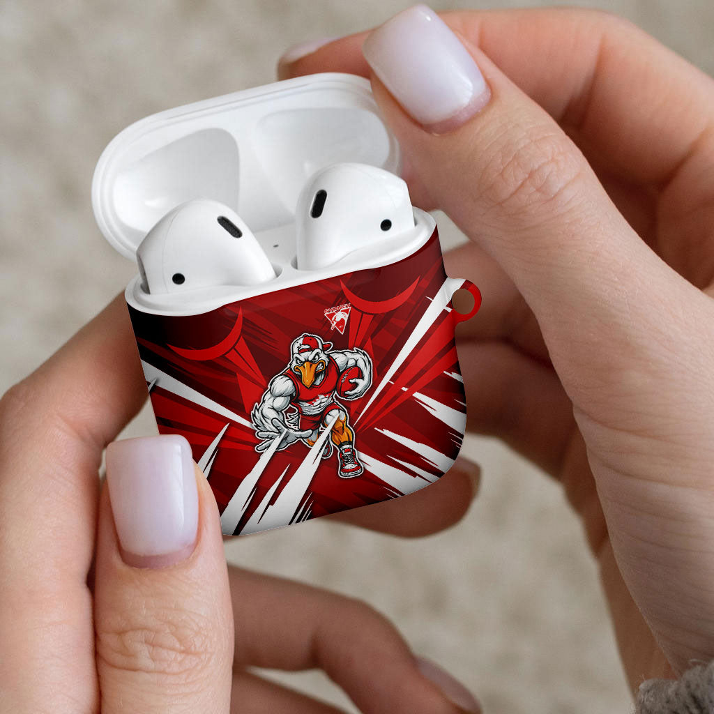 Sydney Swans Australian Football AirPods Case Muscular Swan Mascot - Bold Team Colors