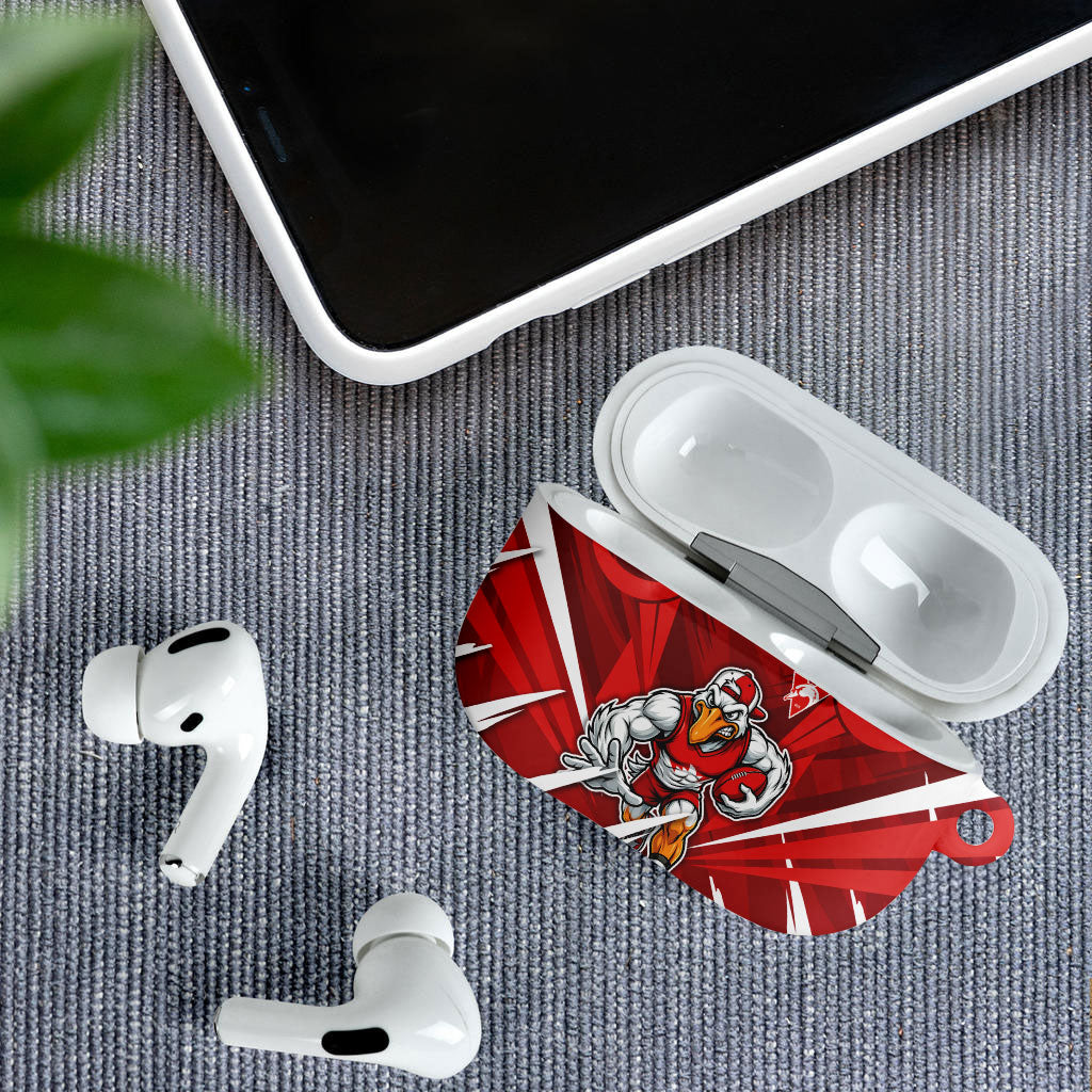 Sydney Swans Australian Football AirPods Case Muscular Swan Mascot - Bold Team Colors