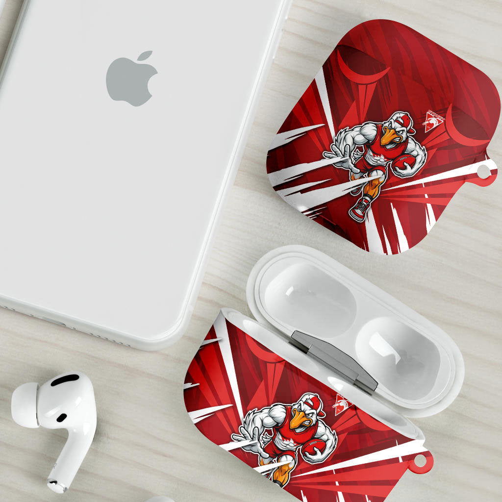 Sydney Swans Australian Football AirPods Case Muscular Swan Mascot - Bold Team Colors