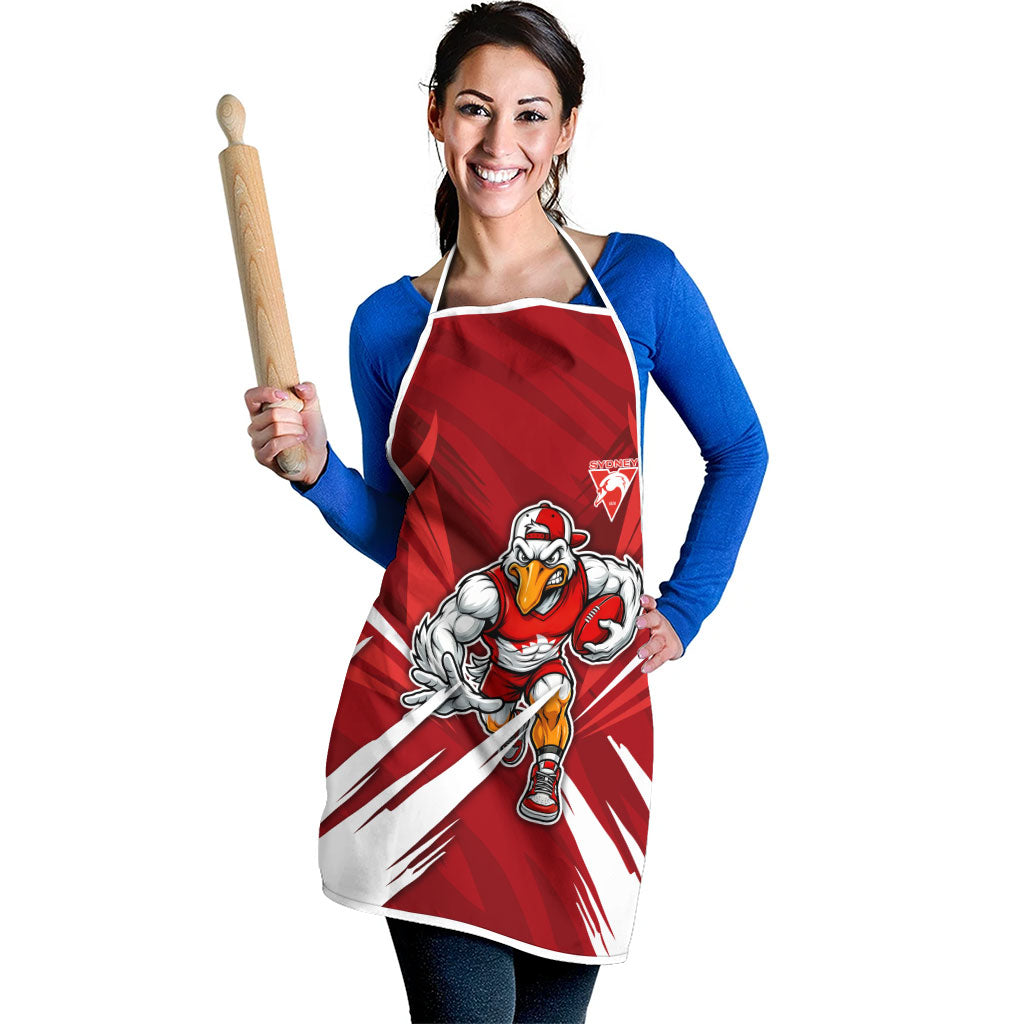 Sydney Swans Australian Football Apron Muscular Swan Mascot - Bold Team Colors
