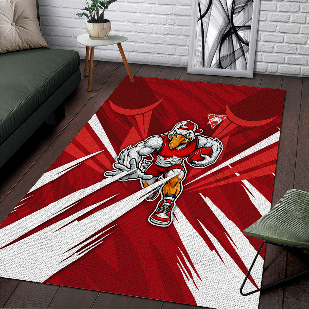 Sydney Swans Australian Football Area Rug Muscular Swan Mascot - Bold Team Colors