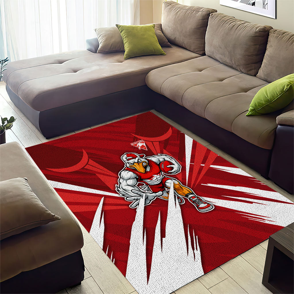 Sydney Swans Australian Football Area Rug Muscular Swan Mascot - Bold Team Colors