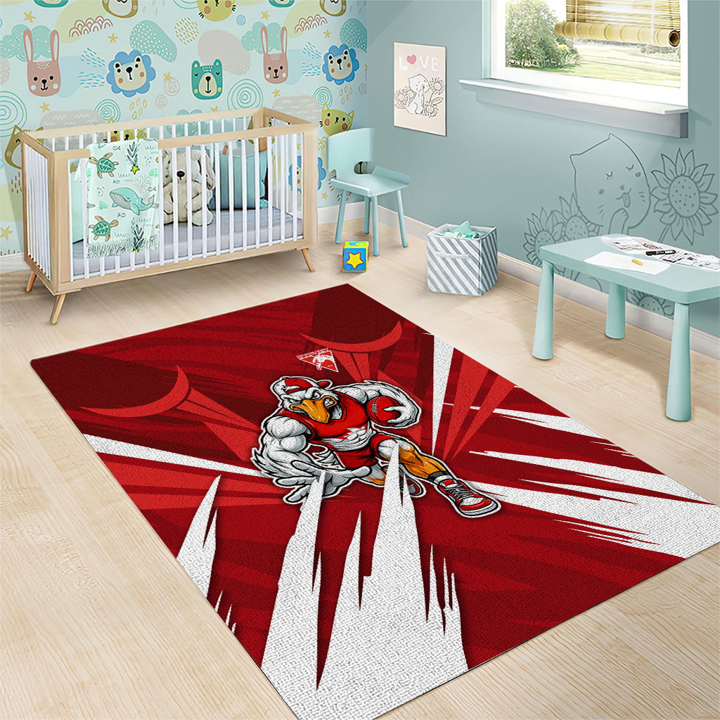 Sydney Swans Australian Football Area Rug Muscular Swan Mascot - Bold Team Colors