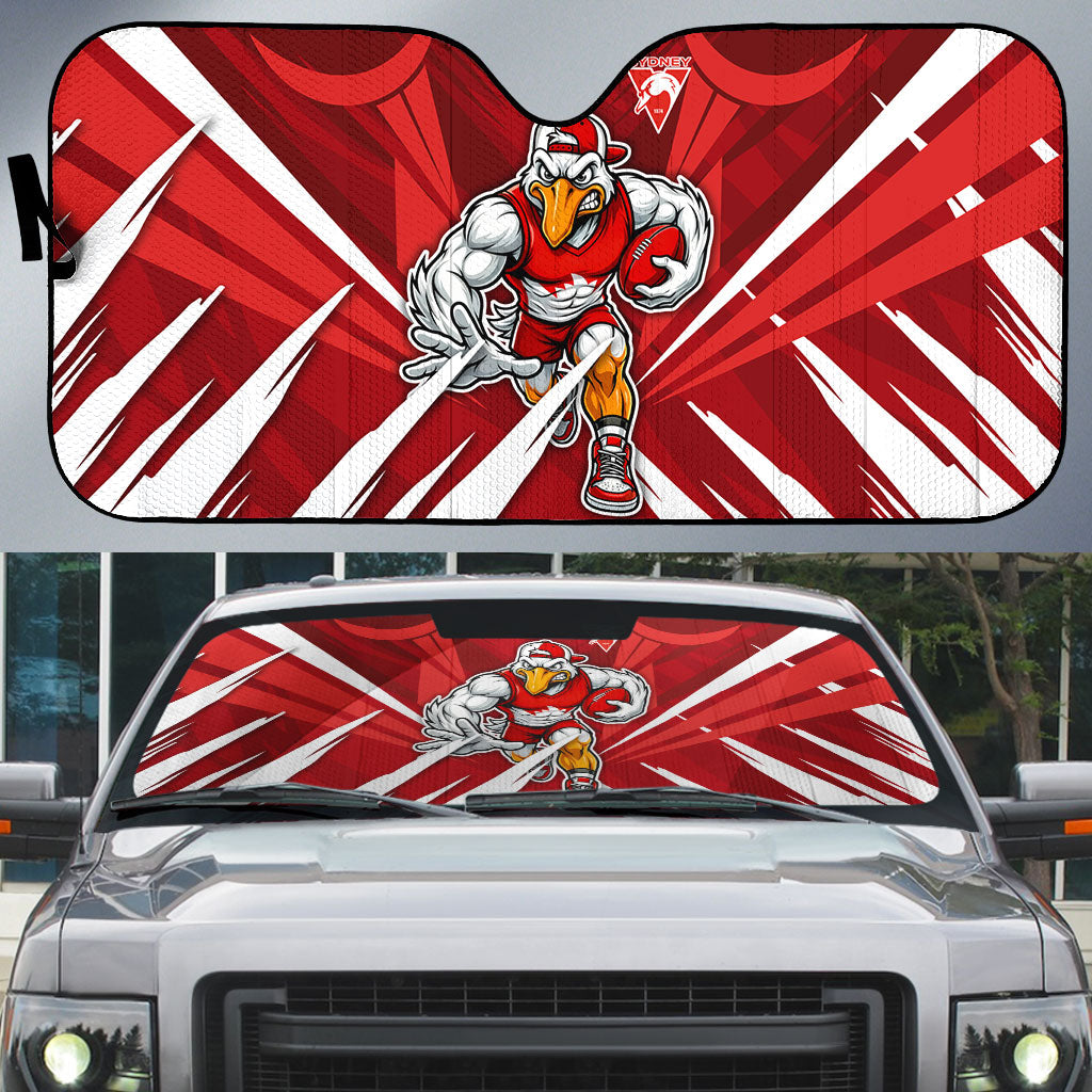 Sydney Swans Australian Football Auto Sun Shade Muscular Swan Mascot - Bold Team Colors