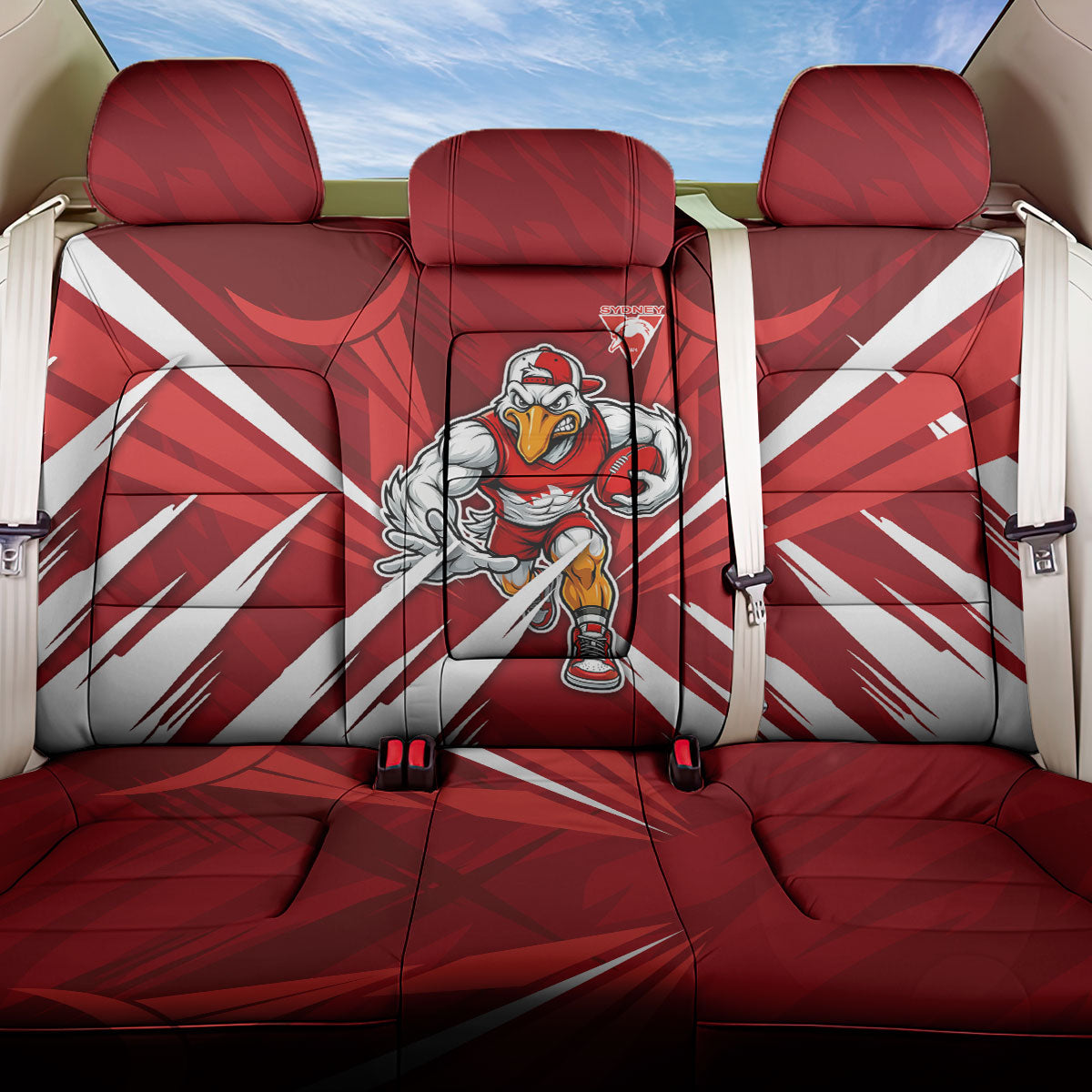 Sydney Swans Australian Football Back Car Seat Cover Muscular Swan Mascot - Bold Team Colors