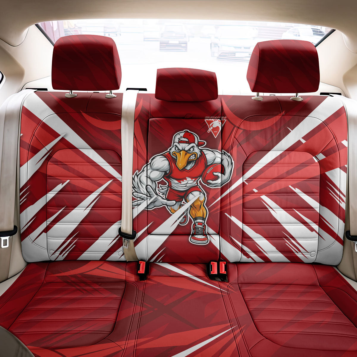 Sydney Swans Australian Football Back Car Seat Cover Muscular Swan Mascot - Bold Team Colors