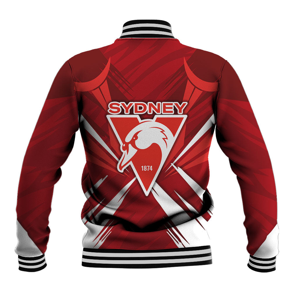 Sydney Swans Australian Football Baseball Jacket Muscular Swan Mascot - Bold Team Colors