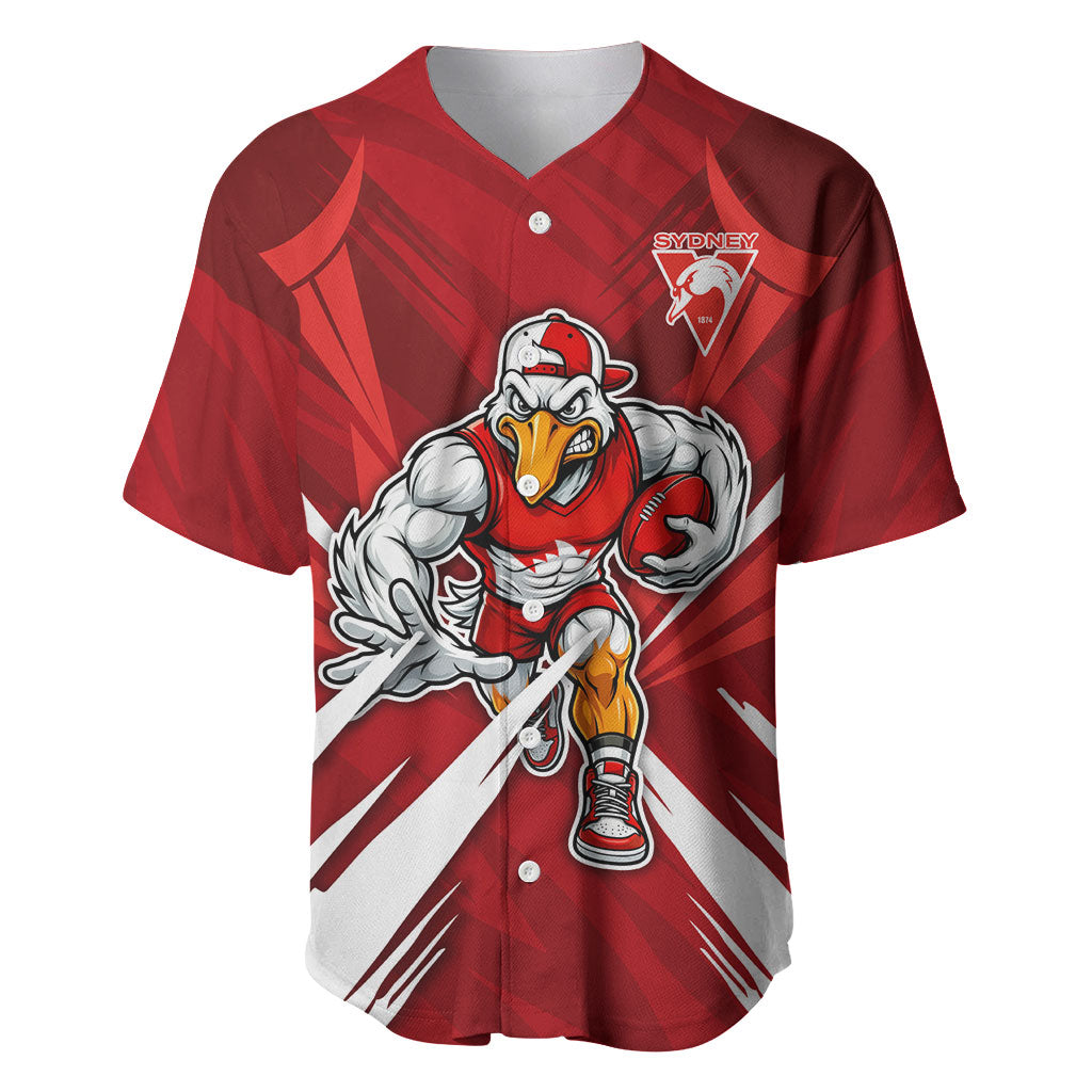 Sydney Swans Australian Football Baseball Jersey Muscular Swan Mascot - Bold Team Colors