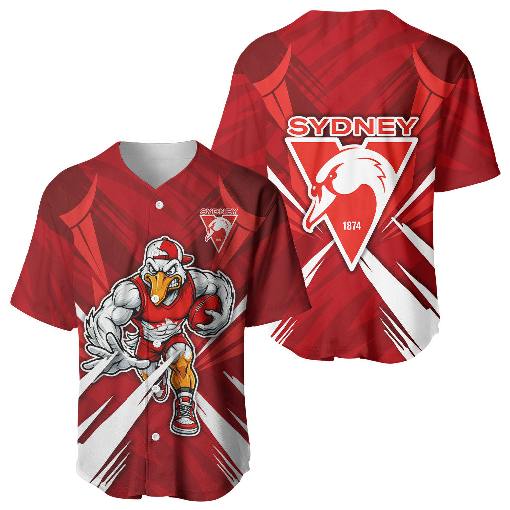 Sydney Swans Australian Football Baseball Jersey Muscular Swan Mascot - Bold Team Colors