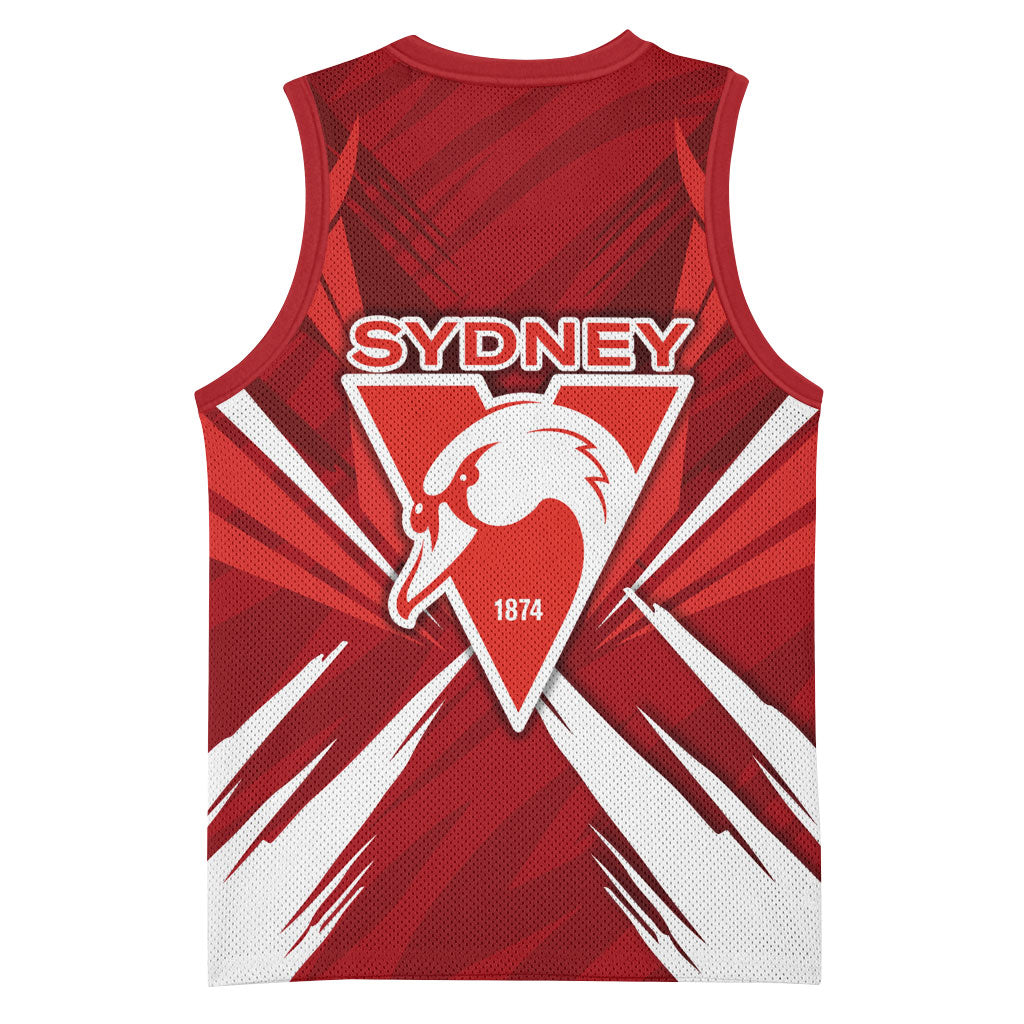 Sydney Swans Australian Football Basketball Jersey Muscular Swan Mascot - Bold Team Colors