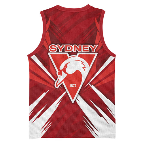 Sydney Swans Australian Football Basketball Jersey Muscular Swan Mascot - Bold Team Colors