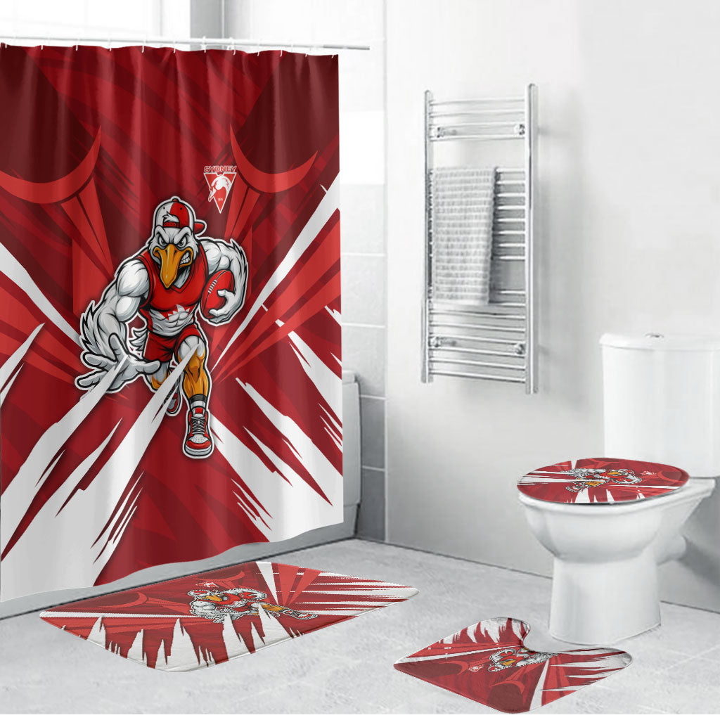 Sydney Swans Australian Football Bathroom Set Muscular Swan Mascot - Bold Team Colors