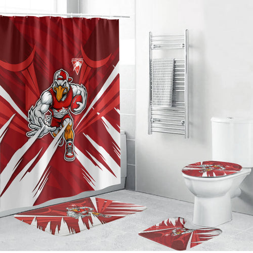 Sydney Swans Australian Football Bathroom Set Muscular Swan Mascot - Bold Team Colors