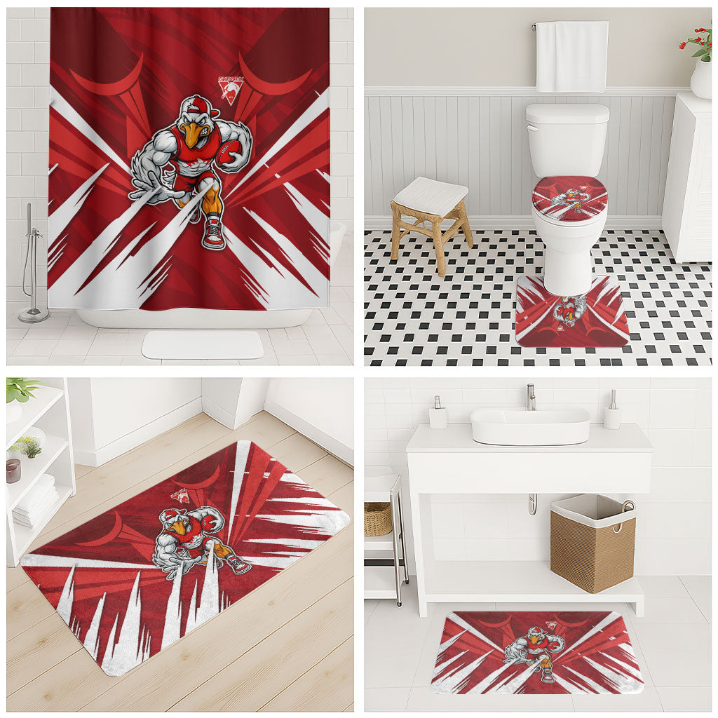 Sydney Swans Australian Football Bathroom Set Muscular Swan Mascot - Bold Team Colors