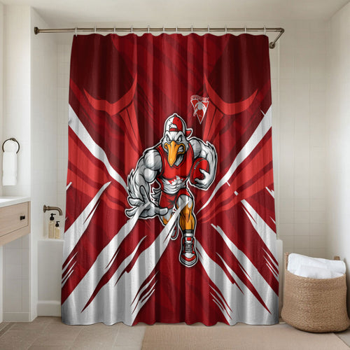 Sydney Swans Australian Football Bathroom Set Muscular Swan Mascot - Bold Team Colors