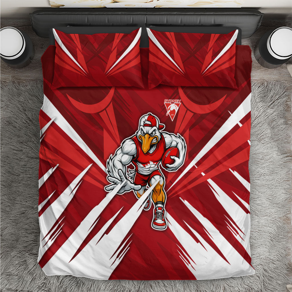 Sydney Swans Australian Football Bedding Set Muscular Swan Mascot - Bold Team Colors