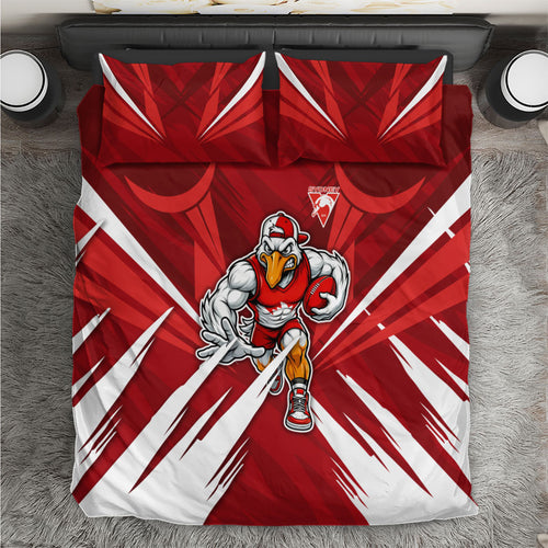 Sydney Swans Australian Football Bedding Set Muscular Swan Mascot - Bold Team Colors
