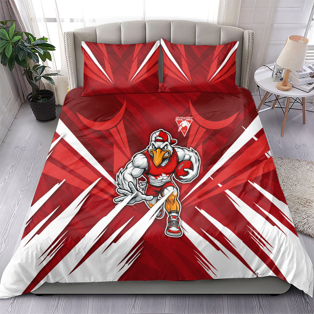 Sydney Swans Australian Football Bedding Set Muscular Swan Mascot - Bold Team Colors