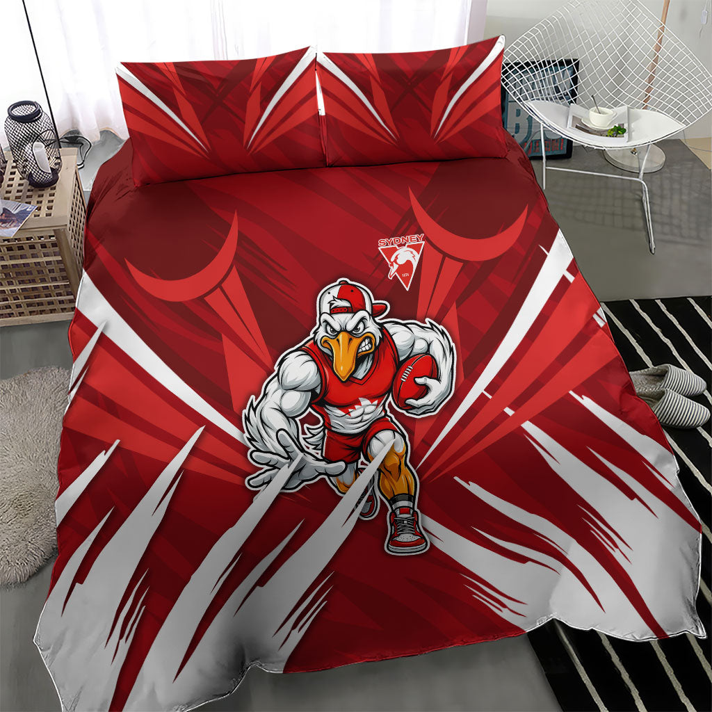 Sydney Swans Australian Football Bedding Set Muscular Swan Mascot - Bold Team Colors