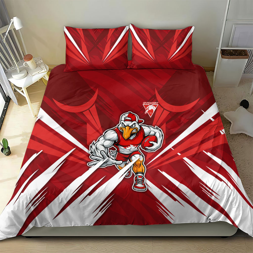 Sydney Swans Australian Football Bedding Set Muscular Swan Mascot - Bold Team Colors