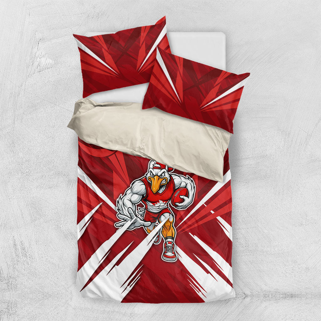 Sydney Swans Australian Football Bedding Set Muscular Swan Mascot - Bold Team Colors