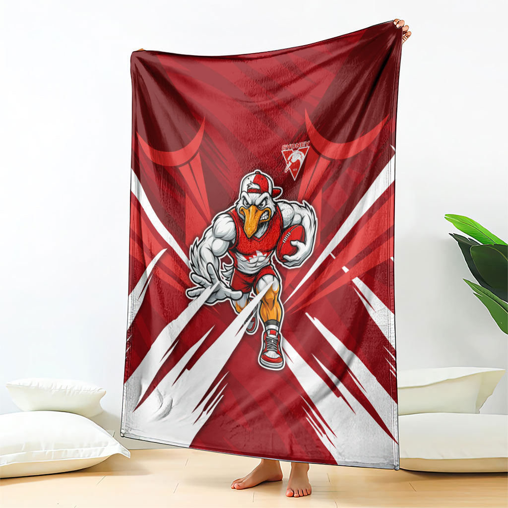 Sydney Swans Australian Football Blanket Muscular Swan Mascot - Bold Team Colors