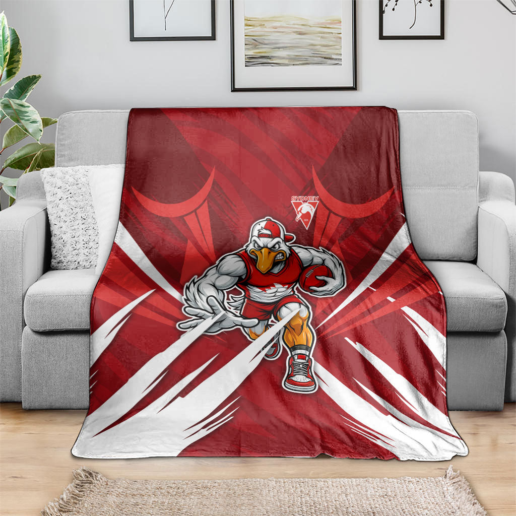 Sydney Swans Australian Football Blanket Muscular Swan Mascot - Bold Team Colors