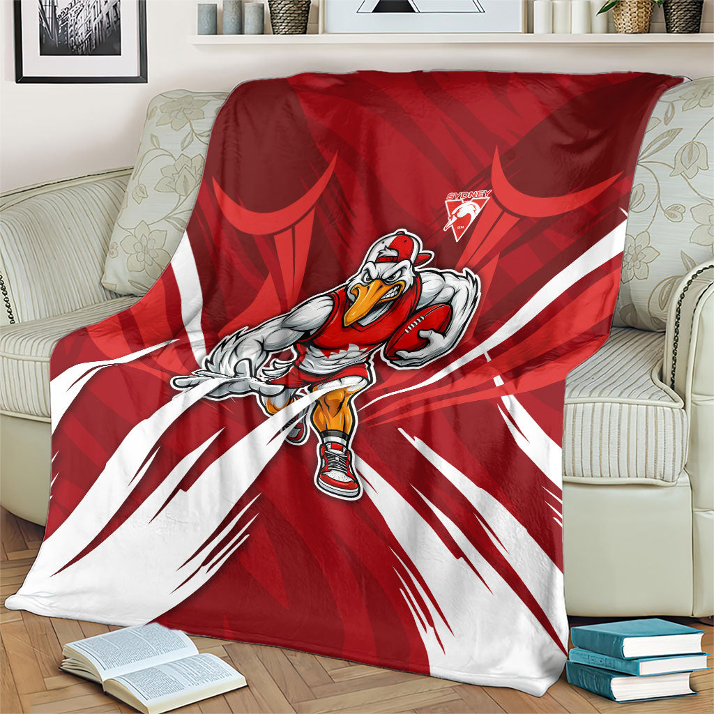 Sydney Swans Australian Football Blanket Muscular Swan Mascot - Bold Team Colors