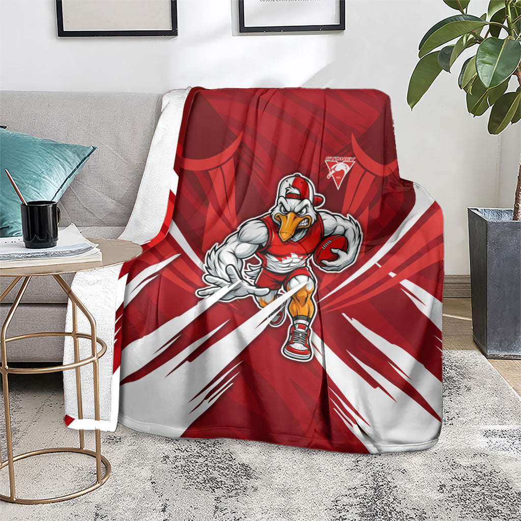 Sydney Swans Australian Football Blanket Muscular Swan Mascot - Bold Team Colors
