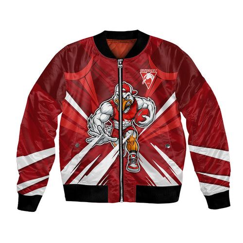 Sydney Swans Australian Football Bomber Jacket Muscular Swan Mascot - Bold Team Colors