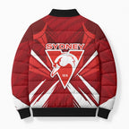 Sydney Swans Australian Football Bomber Puffer Jacket Muscular Swan Mascot - Bold Team Colors