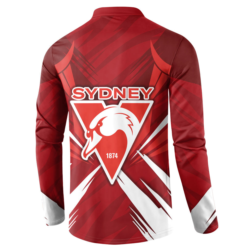 Sydney Swans Australian Football Button Sweatshirt Muscular Swan Mascot - Bold Team Colors