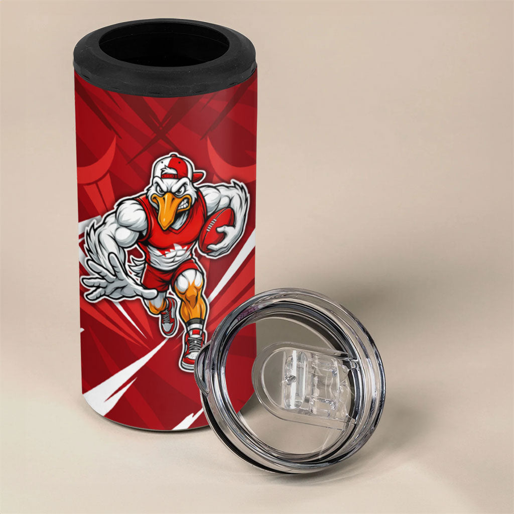 Sydney Swans Australian Football 4 in 1 Can Cooler Tumbler Muscular Swan Mascot - Bold Team Colors