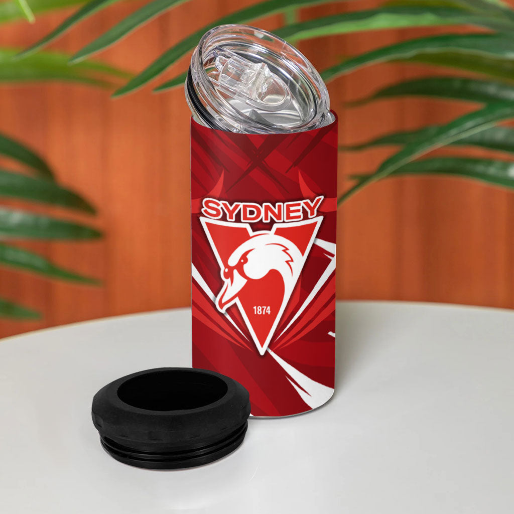 Sydney Swans Australian Football 4 in 1 Can Cooler Tumbler Muscular Swan Mascot - Bold Team Colors
