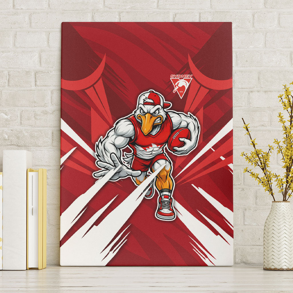 Sydney Swans Australian Football Canvas Wall Art Muscular Swan Mascot - Bold Team Colors