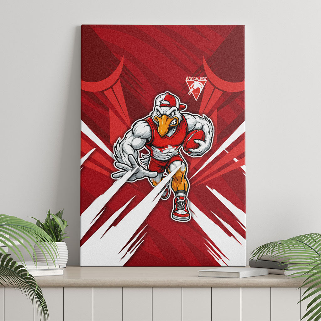 Sydney Swans Australian Football Canvas Wall Art Muscular Swan Mascot - Bold Team Colors