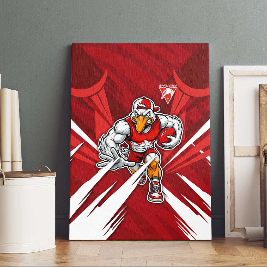 Sydney Swans Australian Football Canvas Wall Art Muscular Swan Mascot - Bold Team Colors