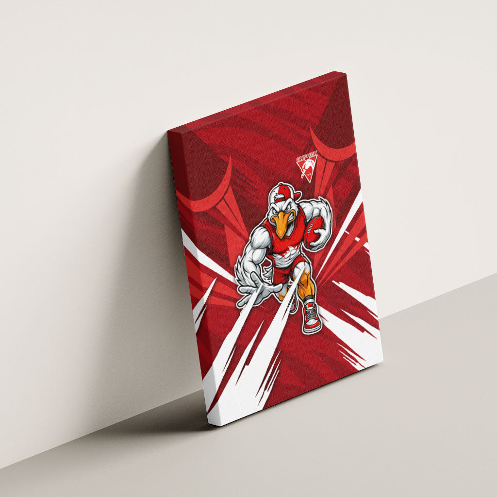 Sydney Swans Australian Football Canvas Wall Art Muscular Swan Mascot - Bold Team Colors