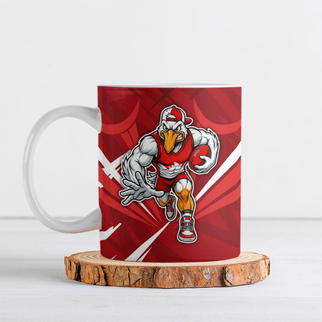 Sydney Swans Australian Football Ceramic Mug Muscular Swan Mascot - Bold Team Colors