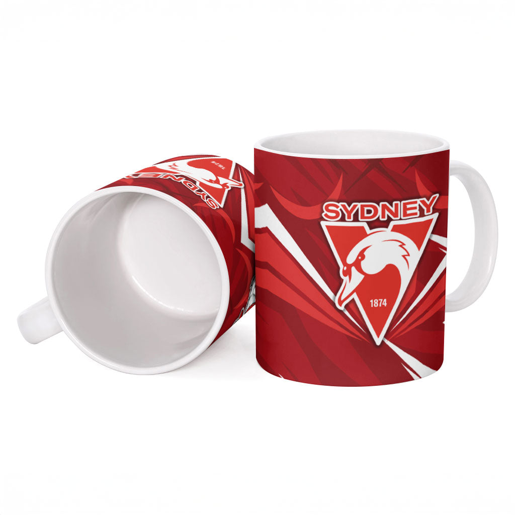 Sydney Swans Australian Football Ceramic Mug Muscular Swan Mascot - Bold Team Colors