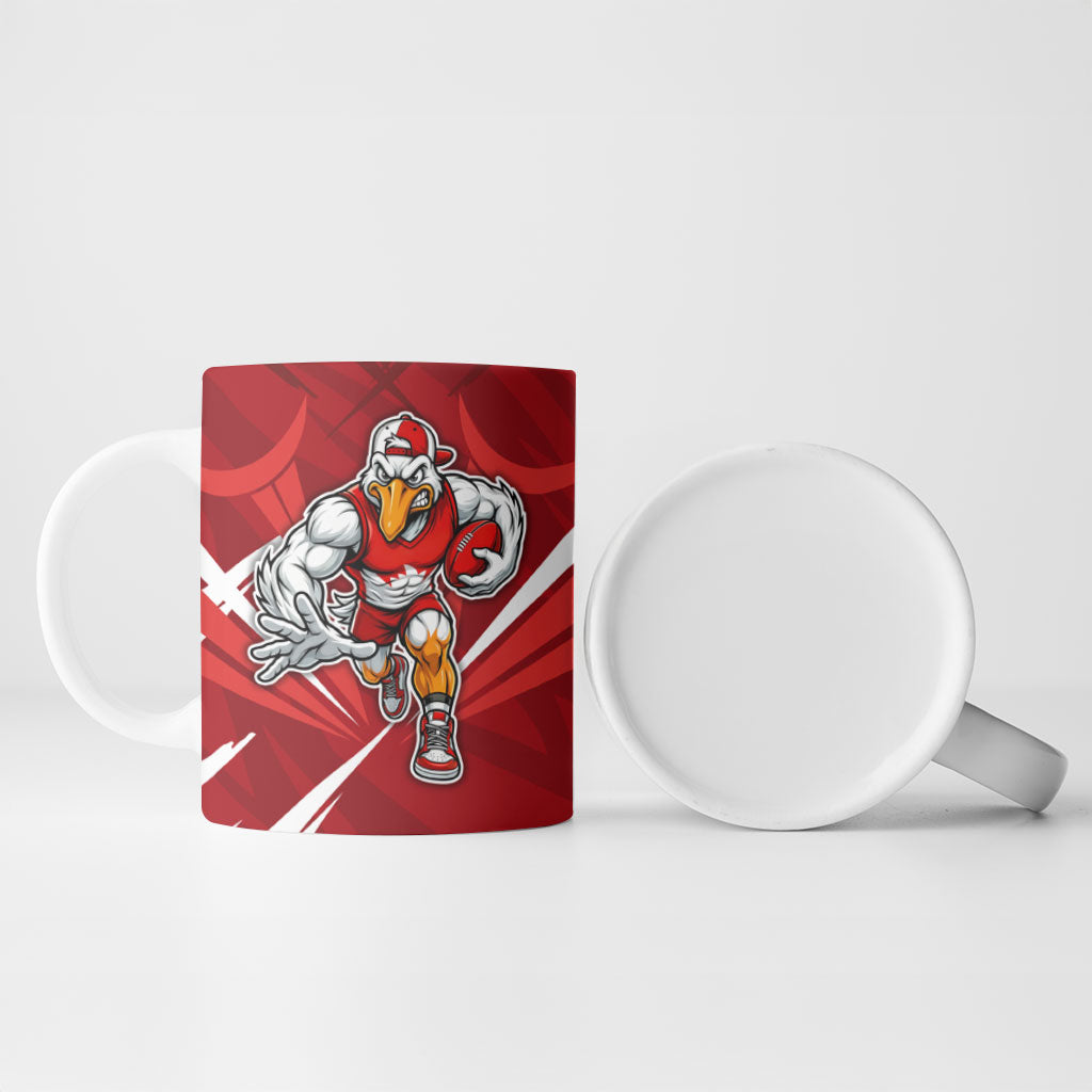 Sydney Swans Australian Football Ceramic Mug Muscular Swan Mascot - Bold Team Colors