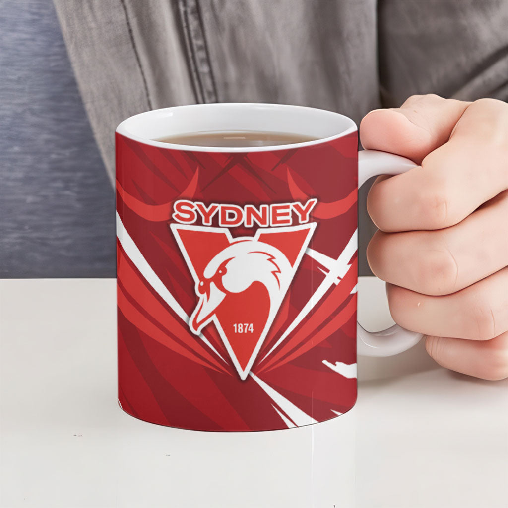 Sydney Swans Australian Football Ceramic Mug Muscular Swan Mascot - Bold Team Colors