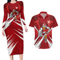 Sydney Swans Australian Football Couples Matching Long Sleeve Bodycon Dress and Hawaiian Shirt Muscular Swan Mascot - Bold Team Colors