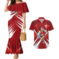 Sydney Swans Australian Football Couples Matching Mermaid Dress and Hawaiian Shirt Muscular Swan Mascot - Bold Team Colors