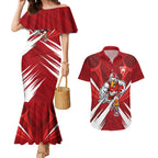 Sydney Swans Australian Football Couples Matching Mermaid Dress and Hawaiian Shirt Muscular Swan Mascot - Bold Team Colors
