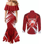 Sydney Swans Australian Football Couples Matching Mermaid Dress and Long Sleeve Button Shirt Muscular Swan Mascot - Bold Team Colors