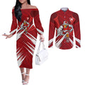 Sydney Swans Australian Football Couples Matching Off The Shoulder Long Sleeve Dress and Long Sleeve Button Shirt Muscular Swan Mascot - Bold Team Colors