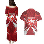 Sydney Swans Australian Football Couples Matching Puletasi and Hawaiian Shirt Muscular Swan Mascot - Bold Team Colors