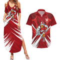 Sydney Swans Australian Football Couples Matching Summer Maxi Dress and Hawaiian Shirt Muscular Swan Mascot - Bold Team Colors