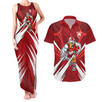 Sydney Swans Australian Football Couples Matching Tank Maxi Dress and Hawaiian Shirt Muscular Swan Mascot - Bold Team Colors